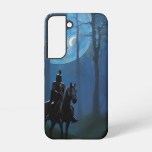 Mysterious Black Knight in the Moonlit Forest Samsung Galaxy Case
