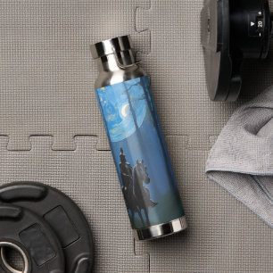 Mysterious Black Knight in the Moonlit Forest Water Bottle