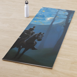 Mysterious Black Knight in the Moonlit Forest Yoga Mat