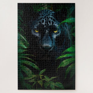 Mysterious Black Panther Jungle Wildlife Design Jigsaw Puzzle