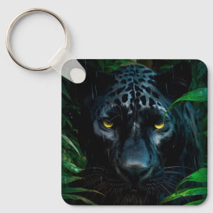 Mysterious Black Panther Jungle Wildlife Design Key Ring