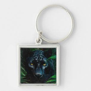 Mysterious Black Panther Jungle Wildlife Design Key Ring