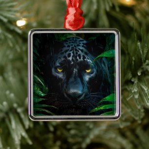 Mysterious Black Panther Jungle Wildlife Design Metal Ornament