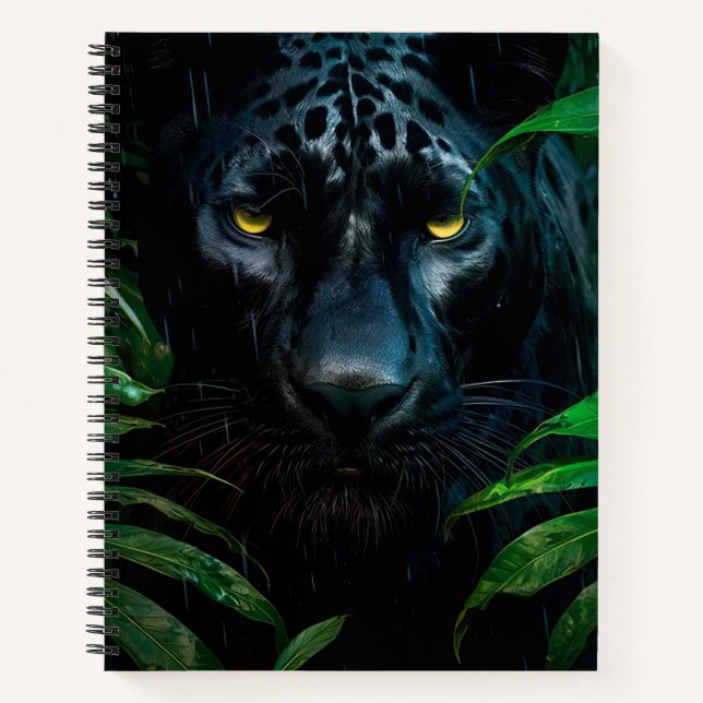 Mysterious Black Panther Jungle Wildlife Design Notebook (Front)