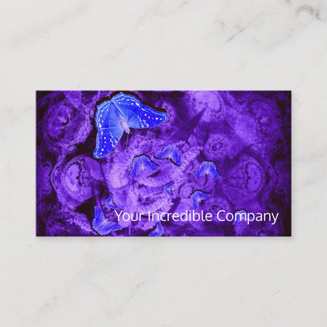 Mysterious blue butterflies business card (Front)