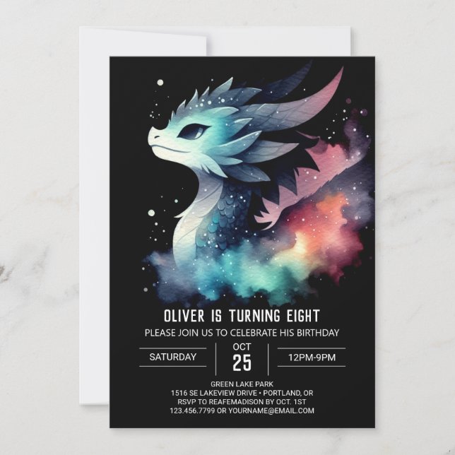 Mysterious Bold Dragon Birthday Invitation (Front)
