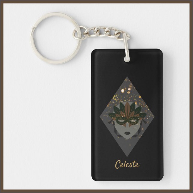 Mysterious Bronze and Black Glitter Masquerade Key Ring (Creator Uploaded)