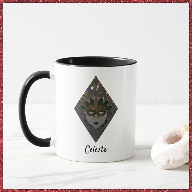 Mysterious Bronze and Black Glitter Masquerade Mug (Creator Uploaded)