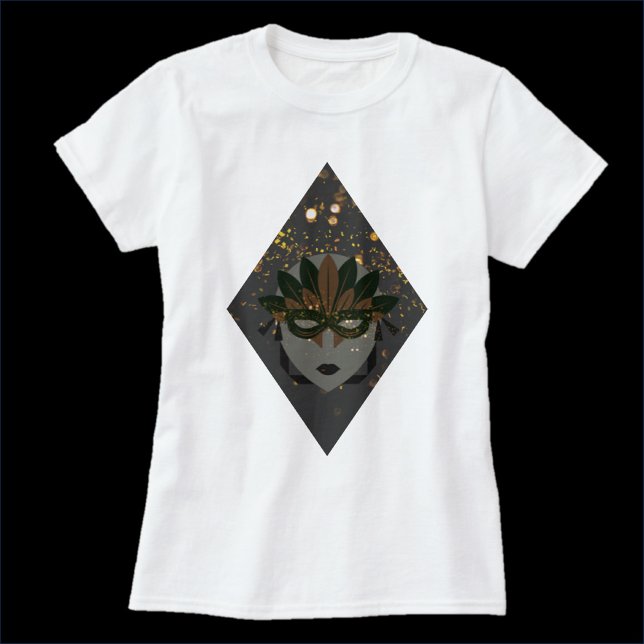 Mysterious Bronze and Black Glitter Masquerade T-Shirt (Creator Uploaded)
