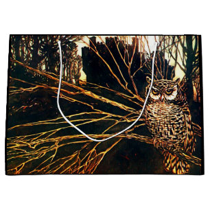 Mysterious castle in the woods and owl large gift bag