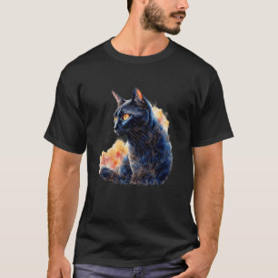 Mysterious Cat Black with Hypnotic Yellow Eyes Viv T-Shirt