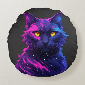 Mysterious Cat Round Cushion