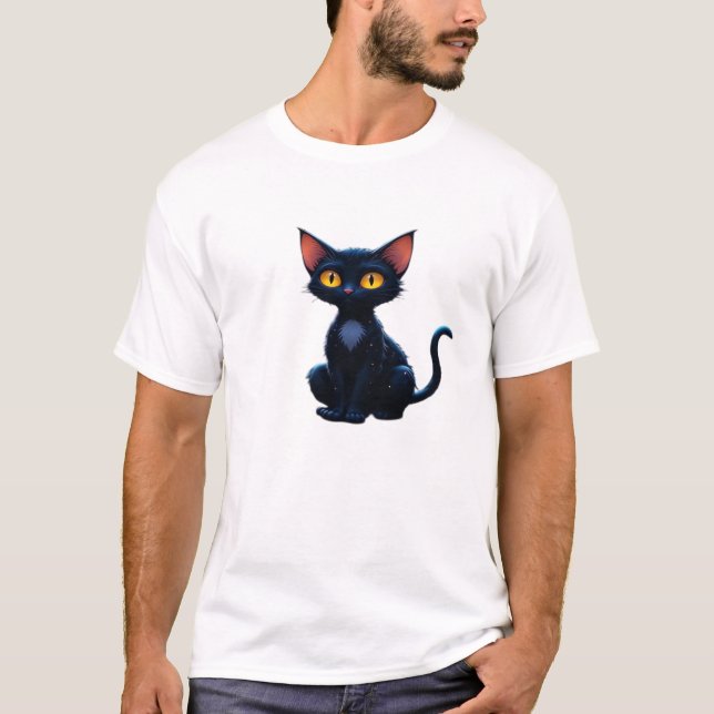 Mysterious Cat Under Moonlit Web Oversized T-Shirt (Front)