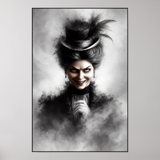Mysterious Creepy Victorian Woman Portrait Art Poster (Front)