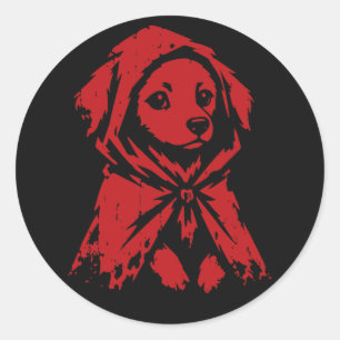 Mysterious Dog in Cloak Classic Round Sticker