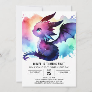 Mysterious Dragon Birthday Customisable Invitation