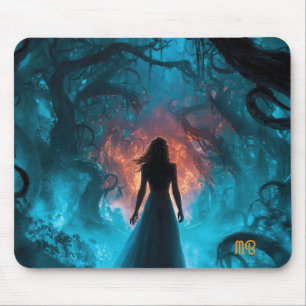Mysterious Dreamlike Enchanted Dark Magical.Forest Mouse Pad