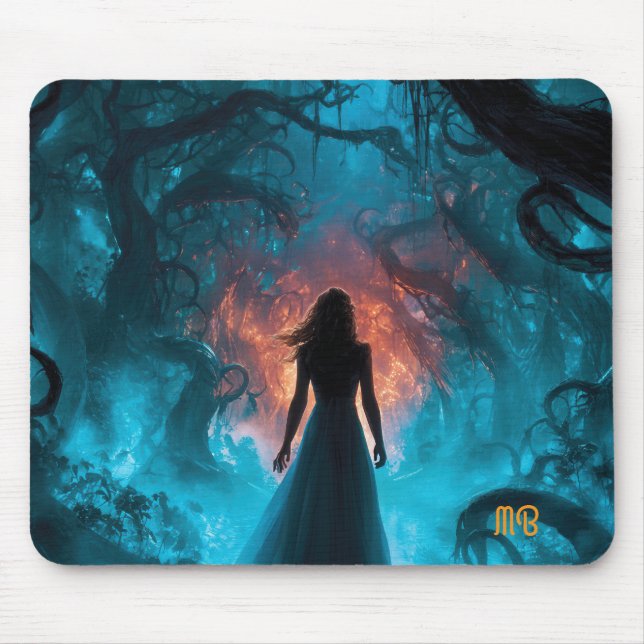 Mysterious Dreamlike Enchanted Dark Magical.Forest Mouse Pad (Front)