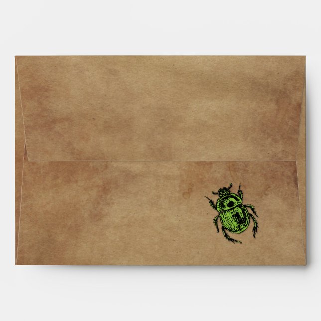 Mysterious Egyptian Halloween with Green Scarab Envelope (Back (Top Flap))
