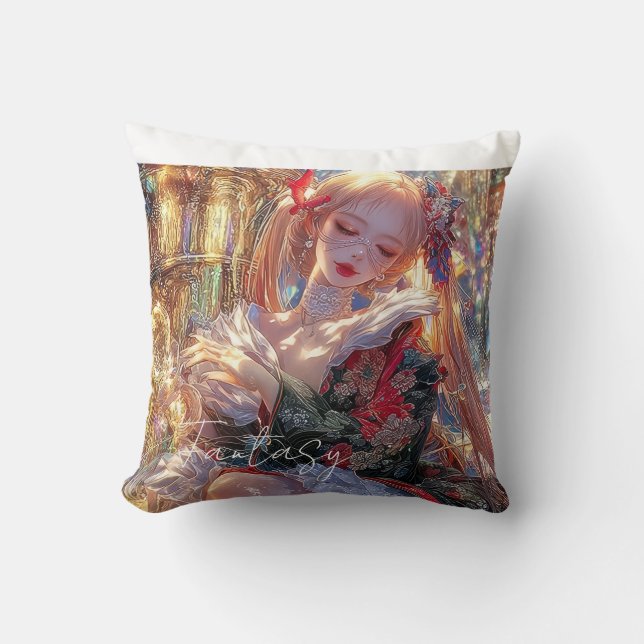 Mysterious Fantasy Girl - Gothic Art Aesthetic Cushion (Front)