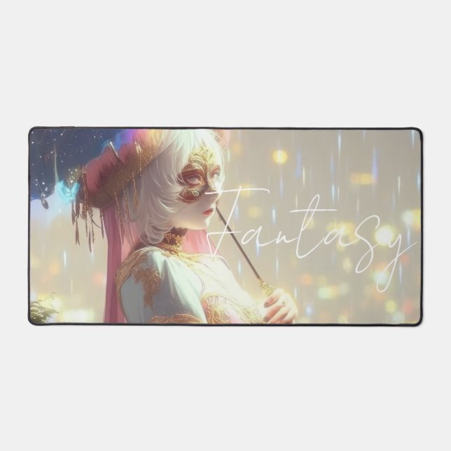 Mysterious Fantasy Girl - Ocean Art Aesthetic Desk Mat (Front)
