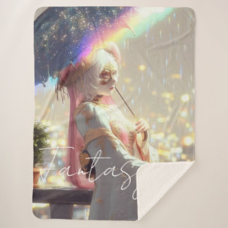 Mysterious Fantasy Girl - Ocean Art Aesthetic Sherpa Blanket
