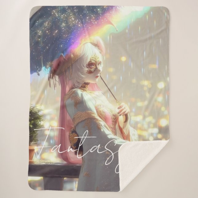 Mysterious Fantasy Girl - Ocean Art Aesthetic Sherpa Blanket (Front)