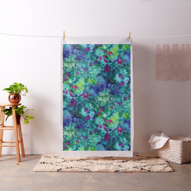 mysterious fathoms below, tropical watercolors : fabric (In Situ)