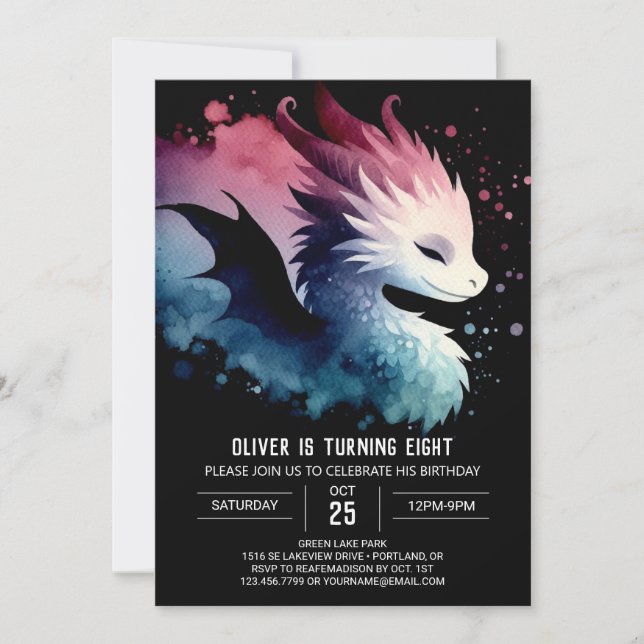 Mysterious Fiery Dragon Birthday Invitation (Front)