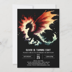 Mysterious Fire Breathing Dragon Birthday Invitation