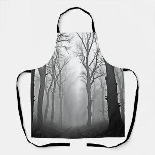 Mysterious Foggy Forest Path Apron