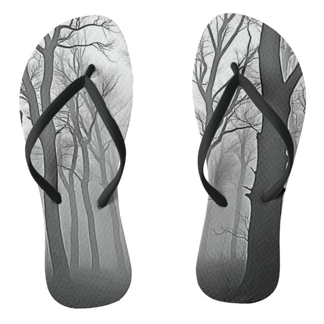 Mysterious Foggy Forest Path Thongs (Footbed)