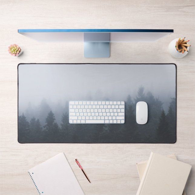 Mysterious forest in the fog desk mat (Office 1)