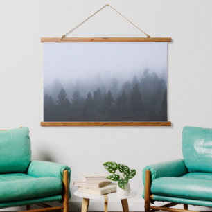 Mysterious forest in the fog hanging tapestry