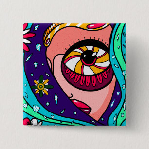 Mysterious Girl - Aesthetic Musician Art 15 Cm Square Badge