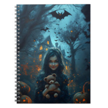 Mysterious Girl Witch Halloween Notebook