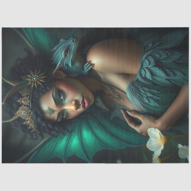 Mysterious Gothic Dragon Fairy  Tissue Paper (Front)