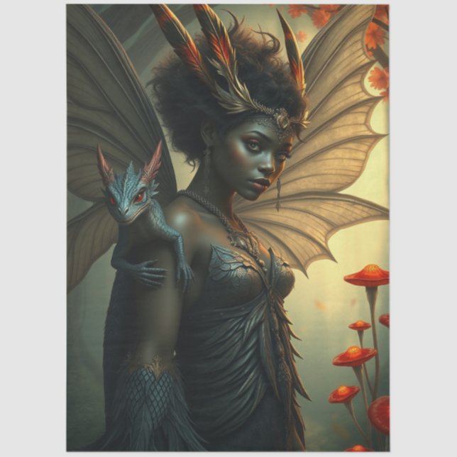 Mysterious Gothic Dragon Fairy  Tissue Paper (Front)