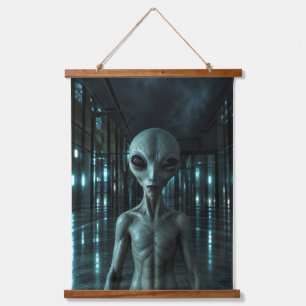 Mysterious Grey Alien Hanging Tapestry