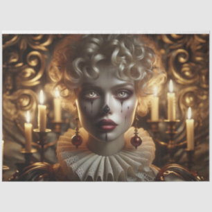 Mysterious Harlequin Woman Decoupage Paper