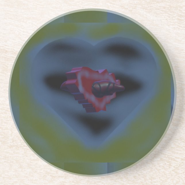 Mysterious hearts art design dark misty colours    coaster (Front)