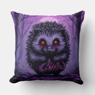 Mysterious Hedgehog in Spooky Forest Cushion