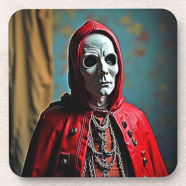 Mysterious Hooded Skull Figure Coaster (Front)