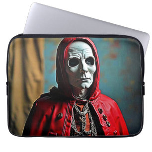 Mysterious Hooded Skull Figure Laptop Sleeve