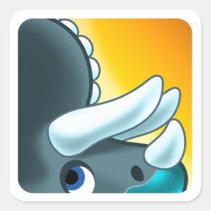 MYSTERIOUS HORNED DINOSAUR by Jeff Willis Art Square Sticker