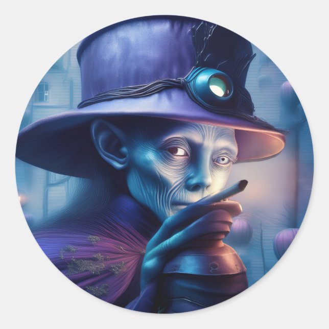 Mysterious Lady Pointing Finger At You Classic Round Sticker (Front)
