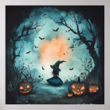 Mysterious Little Witch and Jack-O'-Lantern