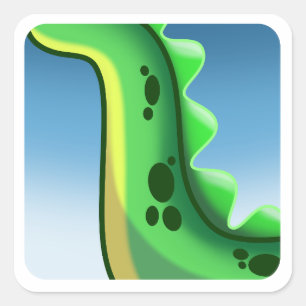 MYSTERIOUS LONG NECK DINOSAUR by Jeff Willis Art Square Sticker