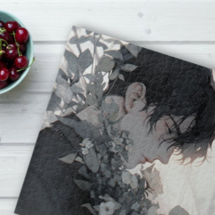 Mysterious Man and Flowers Jigsaw Puzzle