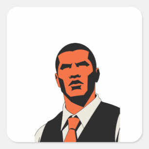 Mysterious man look square sticker
